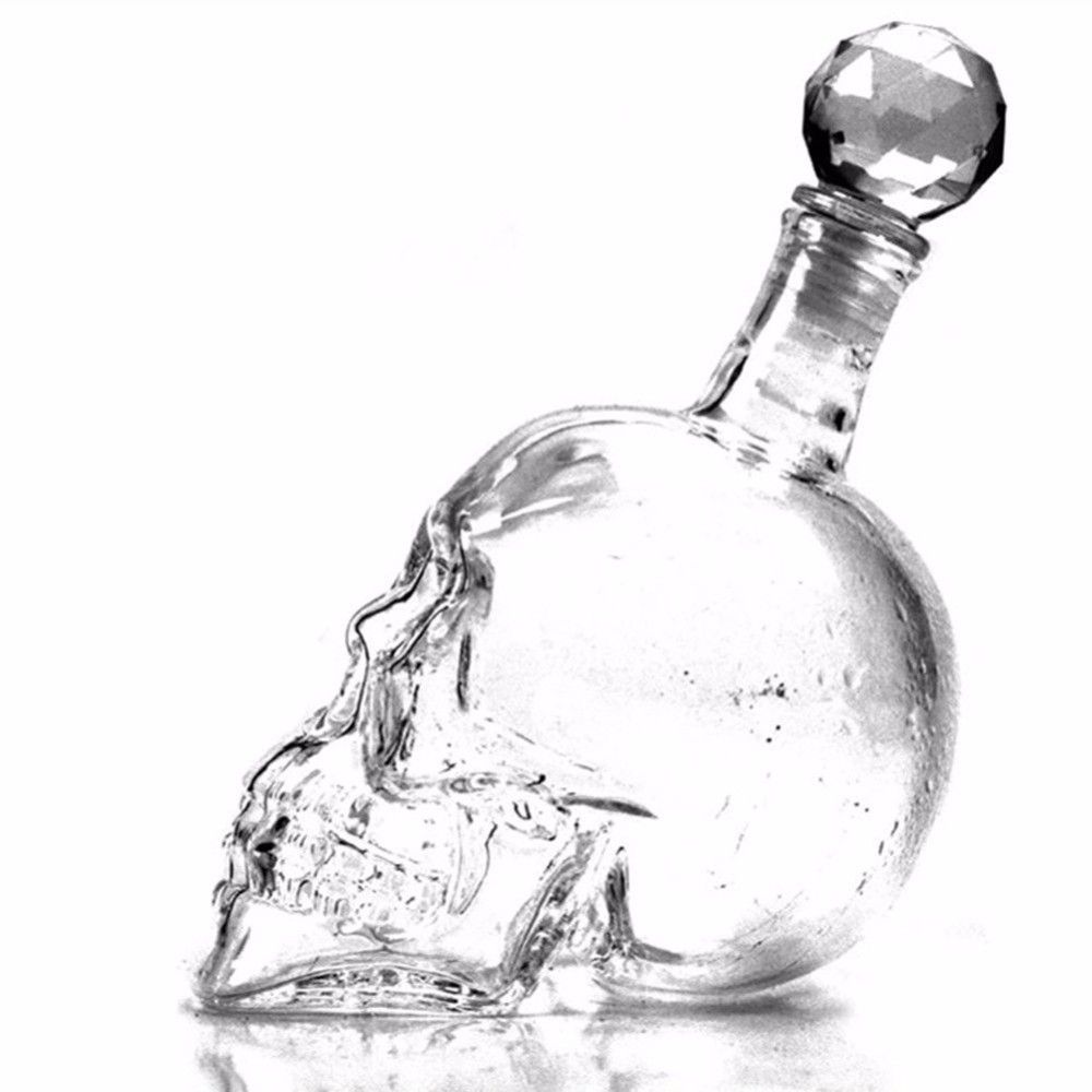 Whiskey Bottle Skull Head Creative Crystal Glass Alcohol Vodka Wine Decanter 