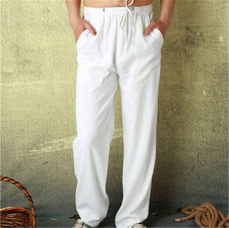 Acquistare Il Tessuto Di Cotone Pantaloni Larghi Pantaloni Casual Uomo  Fitness Pantaloni Della Tuta Larghi Pantaloni A Gamba Larga Button Coulisse  Maschio Allentati Pantaloni Solidi Di Colore Economico | Consegna Veloce E