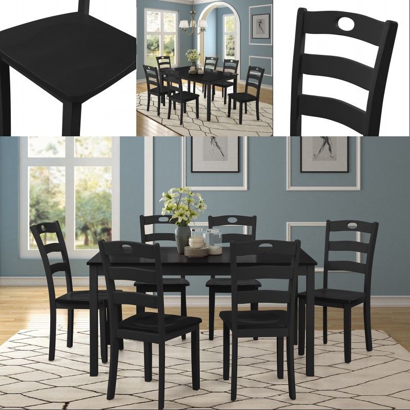 Clearance Black Dining Table Set For 4 Modern 5 Piece Dining Room