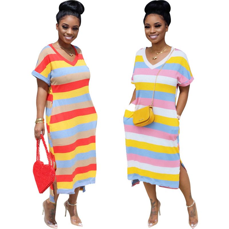 striped t shirt midi dress