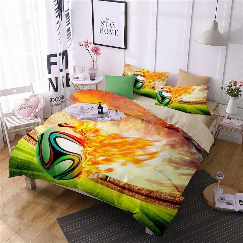 Football Bedding Set Queen Size 3d Printed Sports Duvet Cover With