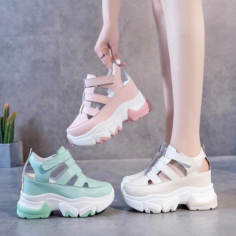 white high platform trainers