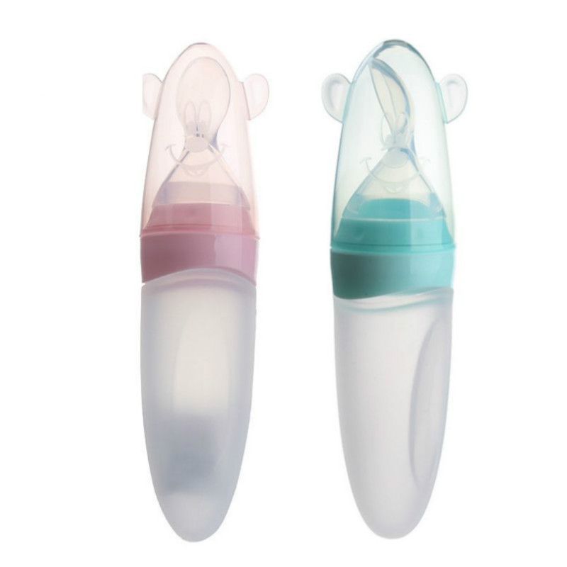2019 Newborn Baby Squeezing Feeding Bottle Silicone Training Rice