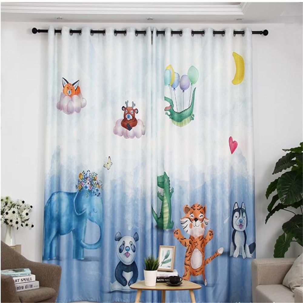 Children's bedroom curtains cute cartoon boys and girls room thickening blackout curtain childlike animal world 3d Children's bedroom curtains cute cartoon boys and girls room thickening blackout curtain childlike animal world 3d