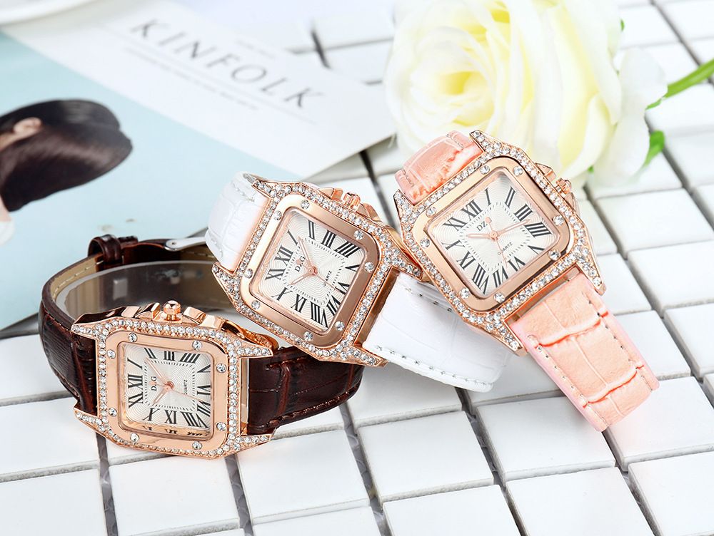 New Fashion Square Ladies Watches Roman Numerals Rhinestone Dial Women Watch Reloj Leather Casual Quartz Clock Sale Watches Watches Online Sale From Kencx 1 36 Dhgate Com