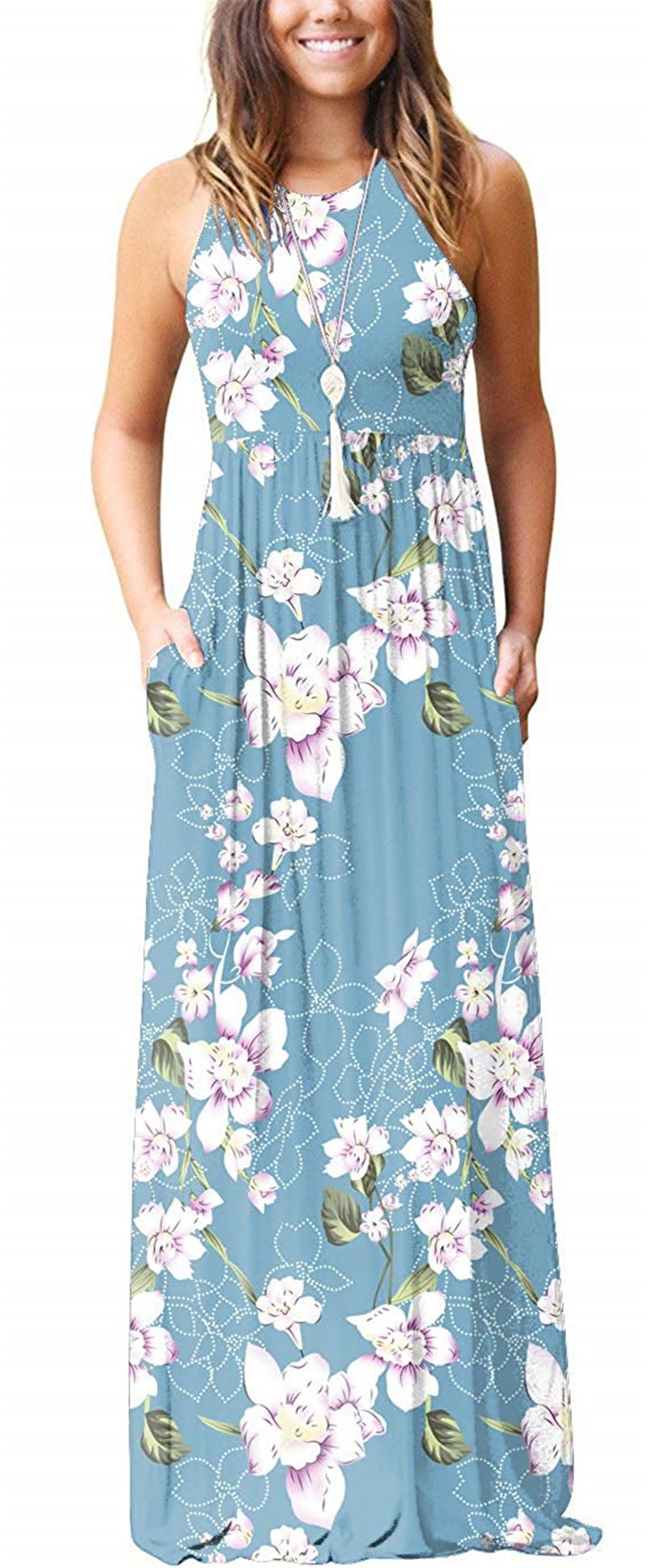 New Ladies Plus Size Maxi Dress Womens Tank Top Style Sleeveless Floral Print 