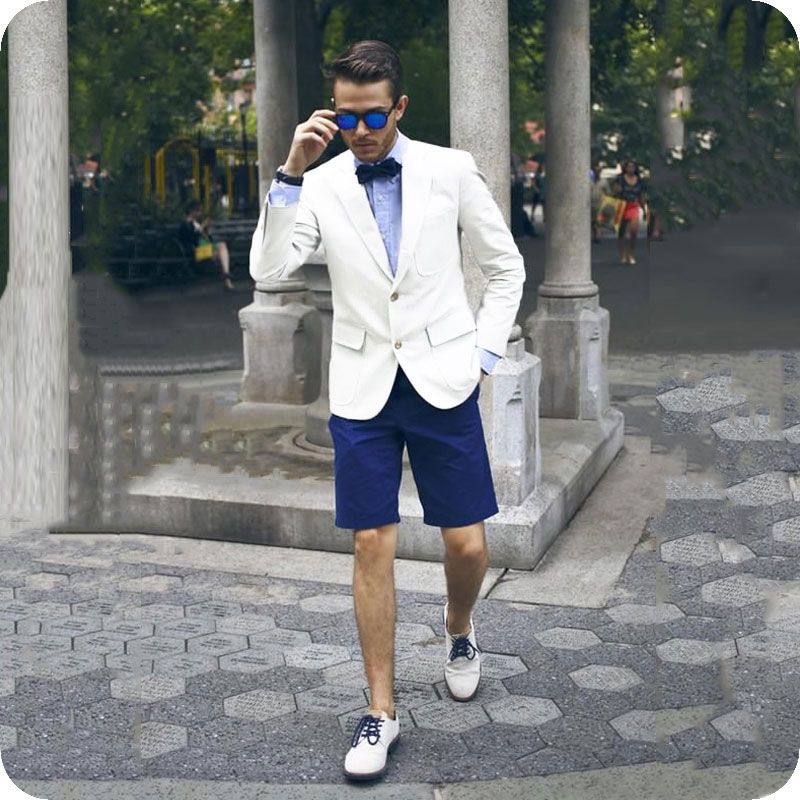 Compra Pantalones Cortos Ocasionales Azul Para Hombres Trajes De Novia  Blanco Novio Esmoquin Padrinos De Partido Del Desgaste Del Traje De Baile  Homme Hombre Trajes Terno Masculino Barato | Entrega Rápida Y