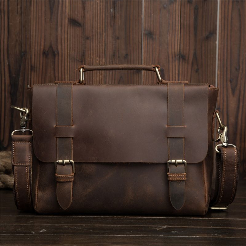 mens leather satchel laptop bag
