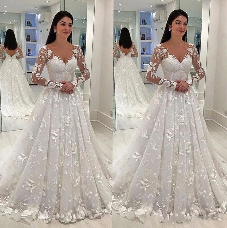 Grosshandel Sexy Frauen Hochzeitskleid Weisse Spitze Langes Kleid Tiefem V Ausschnitt Lange Mesh Spitze Hulse A Linie Bodenlangen Brautkleid Kleider Von Weddingpalace 70 92 Auf De Dhgate Com Dhgate