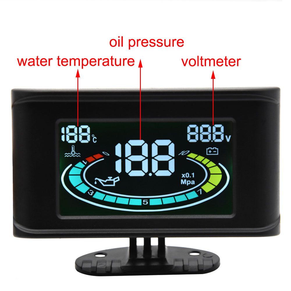 Gauges Universal LCD Car Oil Pressure+Voltmeter Voltage+Water