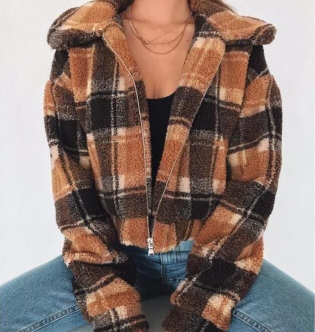 Teddy Coat Fashion Vintage Plaid 