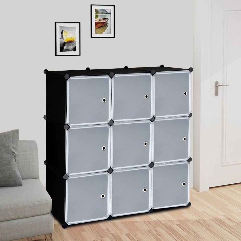 2019 Sonyi Cube Storage Organizer 9 Cube Diy Plastic Closet Cabinet Modular Bookcase Bedroom Living Room Office Storage Shelving With Doors From