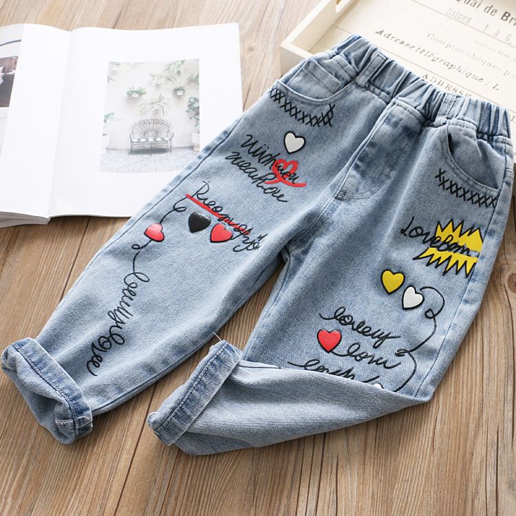 embroidered denim pants