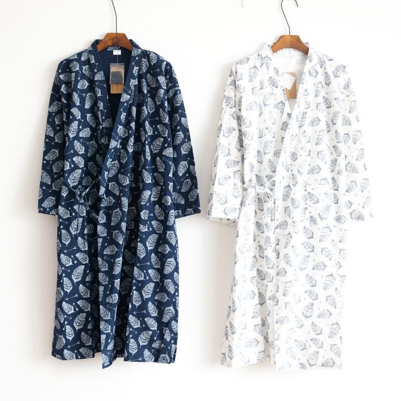 Robe 100% Cotton Gauze Leaf Loose 