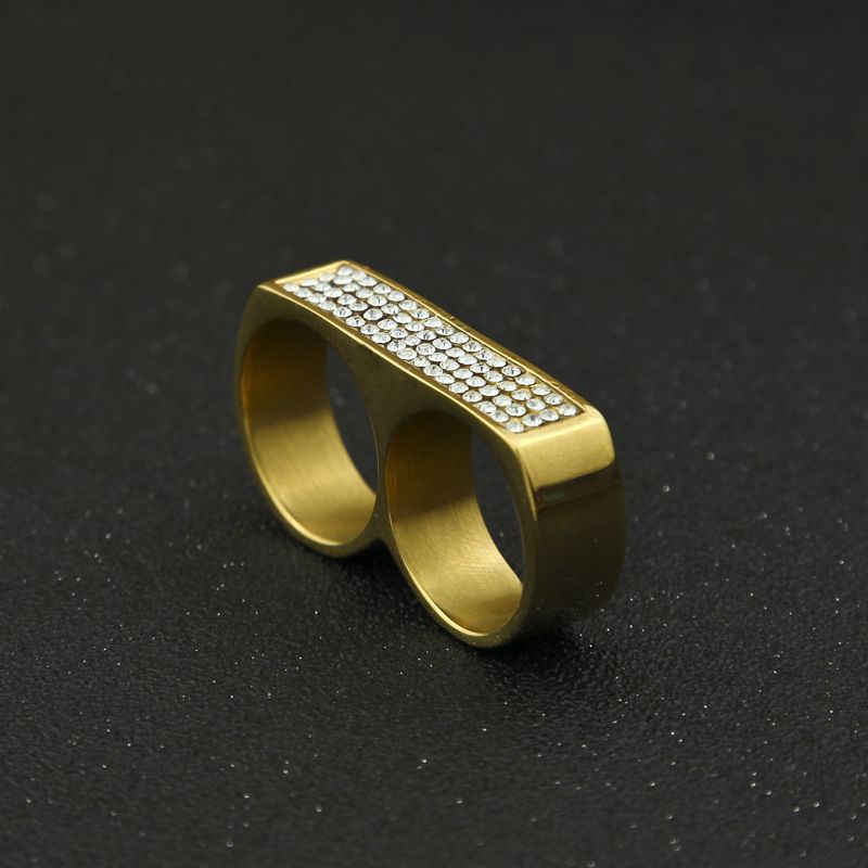 Mens Double Finger Rings Fashion Hip Hop Ring Jewelry High Quality Iced