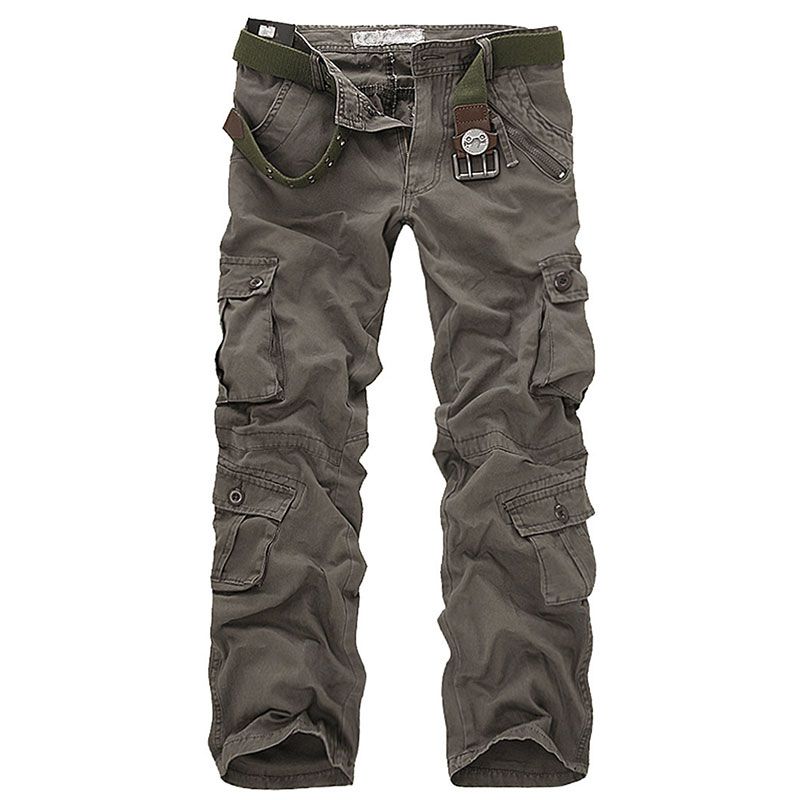 Pantalones De Hombre Sueltos Con Múltiples Bolsillos Lavados Pantalones De Hombre Sueltos Con Múltiples Bolsillos Lavados