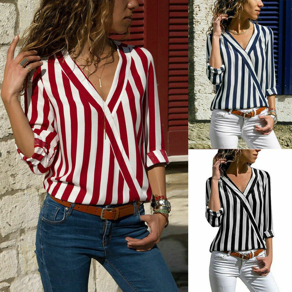 Tops De Mujer Cuello Alto Estampado De Rayas Manga Completa Tops De Mujer Cuello Alto Estampado De Rayas Manga Completa