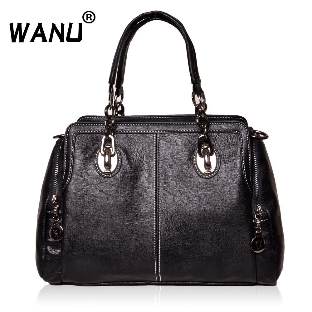 WANU Leather Handbags Women Fashion Shoulder Bags PU Top-handle Luxury Bag for Wife Ladies Mother Gift