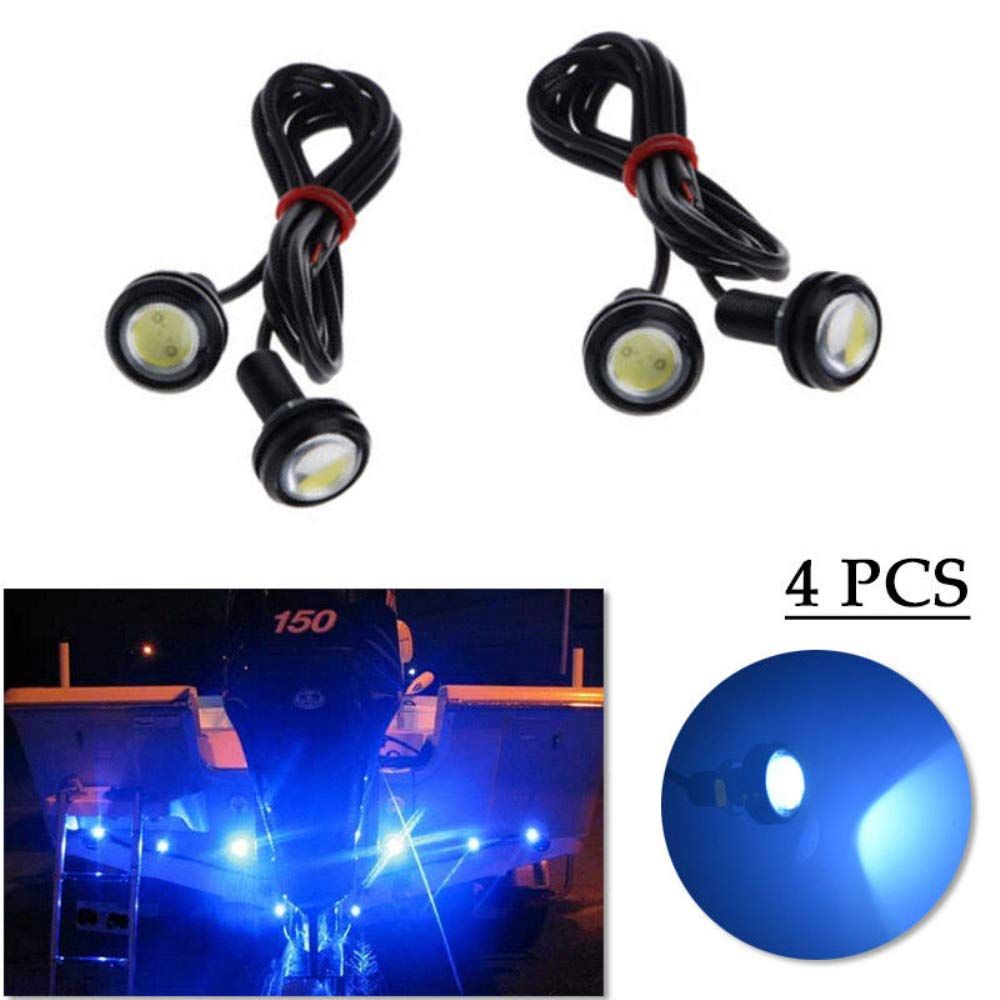 4 Blue LED Boat Light Waterproof Deck Storage Kayak Bow Trailer Bass 12v