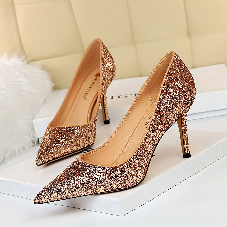 prom heels rose gold