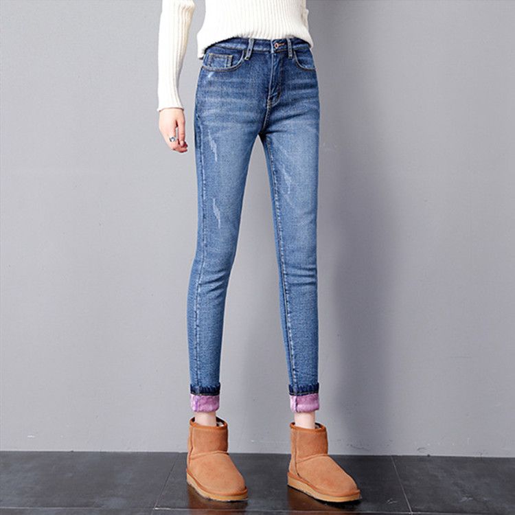 Compra Mujeres Ajustados Vaqueros De Mujer Elásticos De Los Pantalones  Vaqueros Con Los Pantalones De Lana De Invierno Espesados \u200b\u200bestirar Los  Pantalones Vaqueros De Las Señoras Flacas Mantienen Calientes Barato |  Entrega