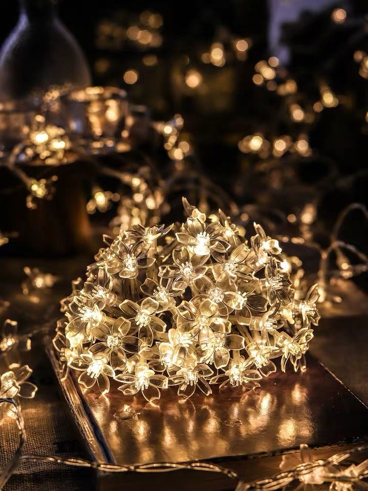 Party Room Decorative Lights String Creative Cherry Blossom String Lights Bedroom Star Dream Flashing Lights String Net Red Light Lovely Cu C9 String