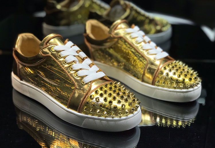 shiny gold sneakers