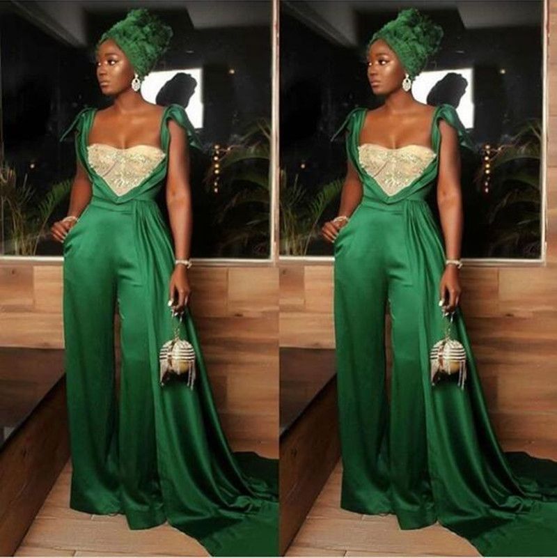 green prom jumpsuit