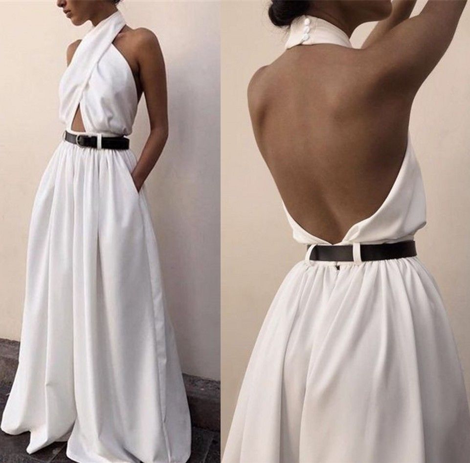 halter white jumpsuit
