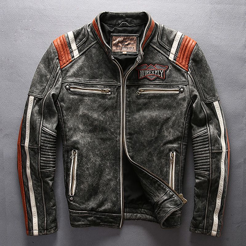 jaqueta motociclista couro masculina