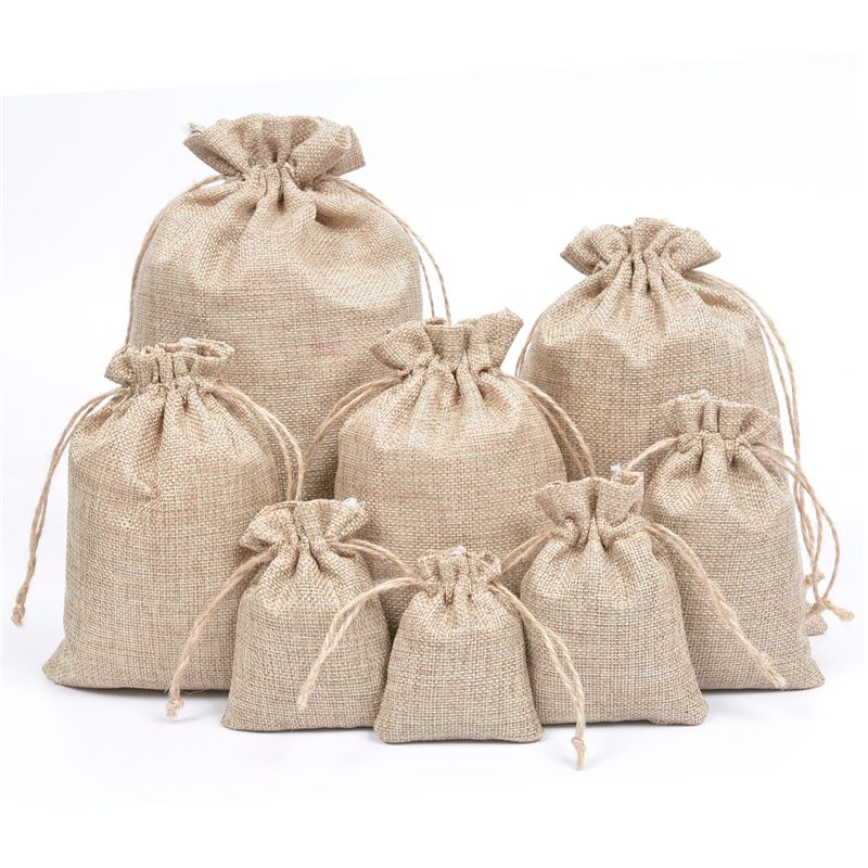 Burlap Pouch Sack Favor Bag 4/" x 6/" Burlap Bags with Natural Jute Drawstring