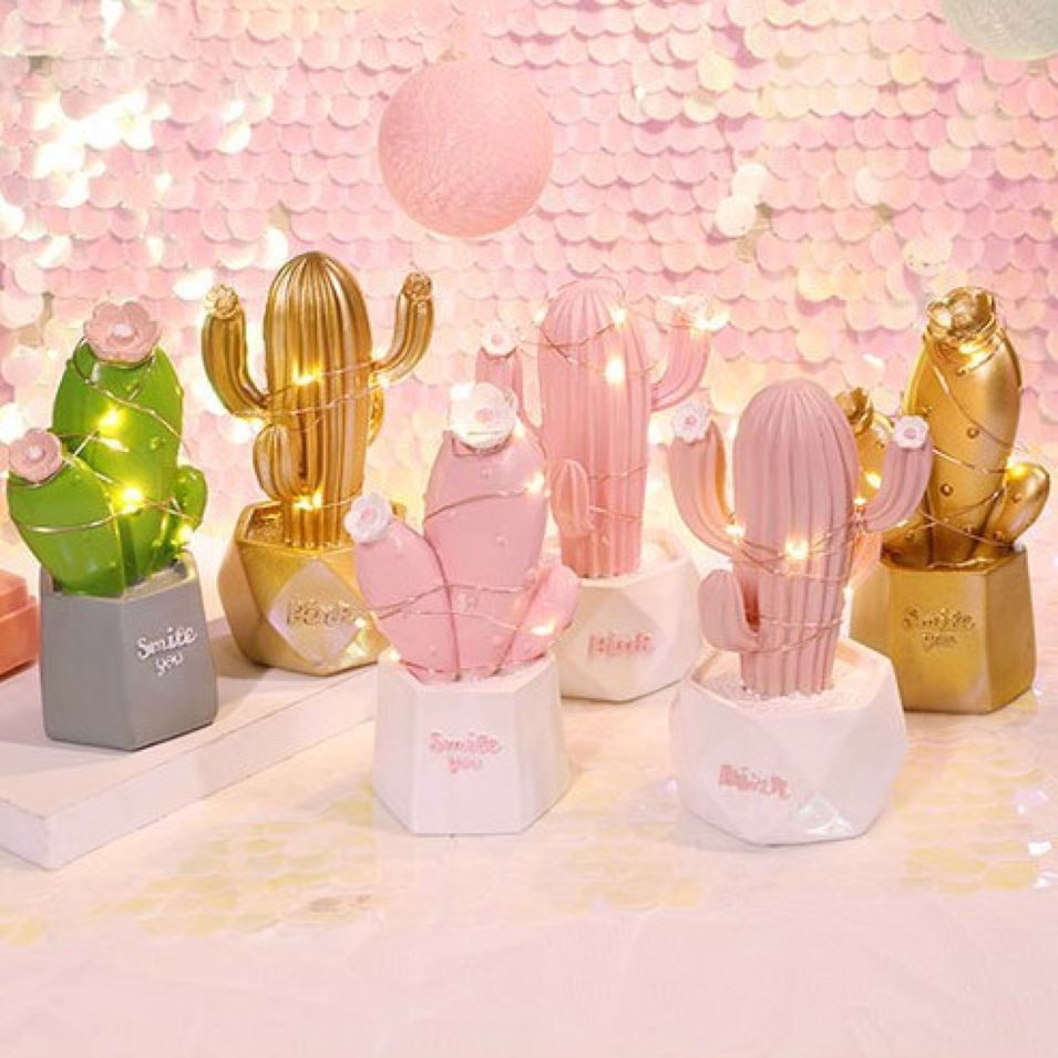 Mini Cactus Twinkle Light Valentines Christmas Day Romantic Night