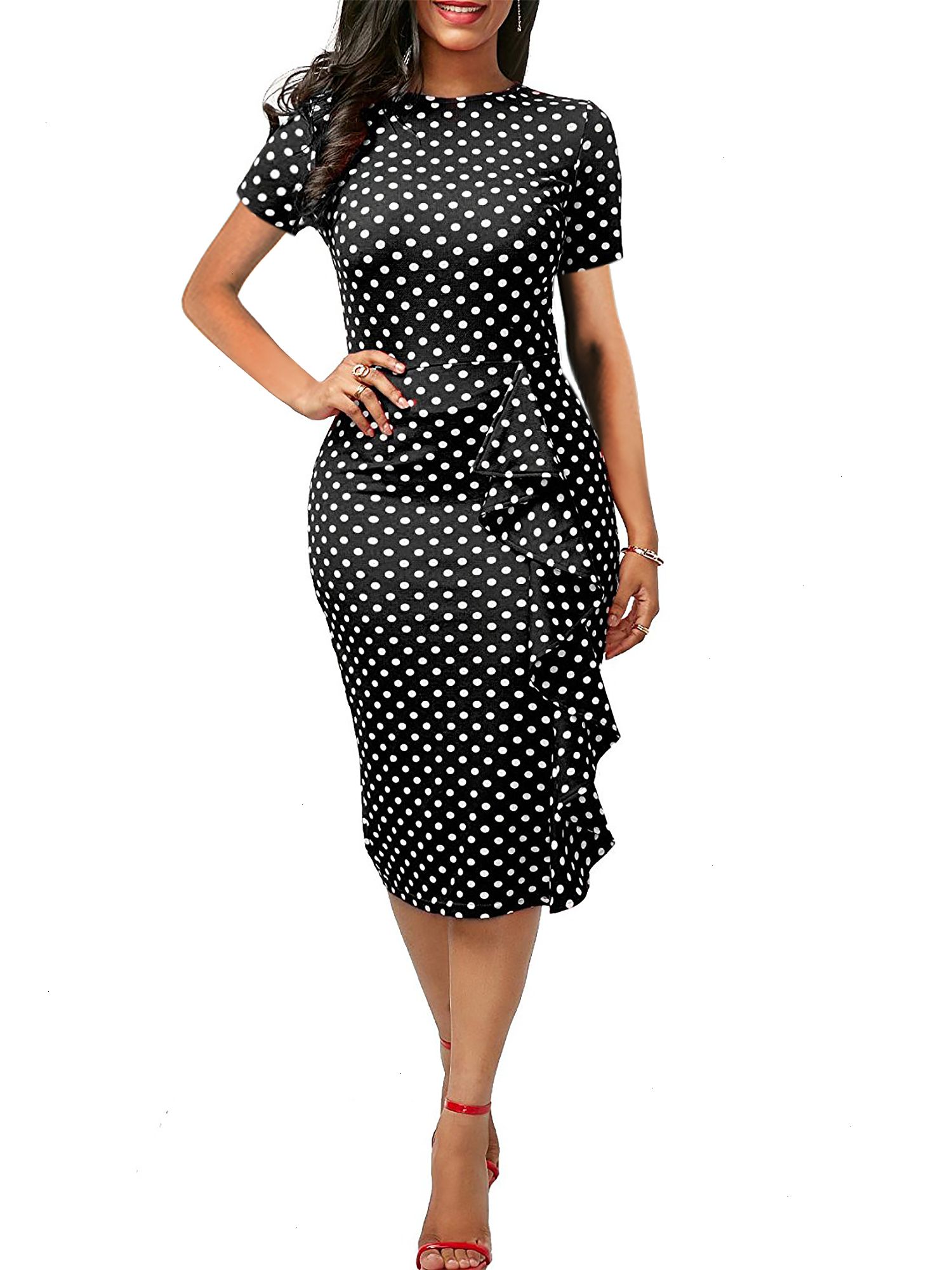 women's plus size polka dot dress
