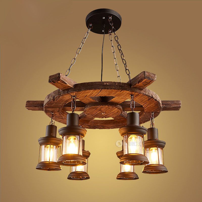 Bulk Wood Vintage Lamp Loft Style, Retro Pendant Lighting Fixtures