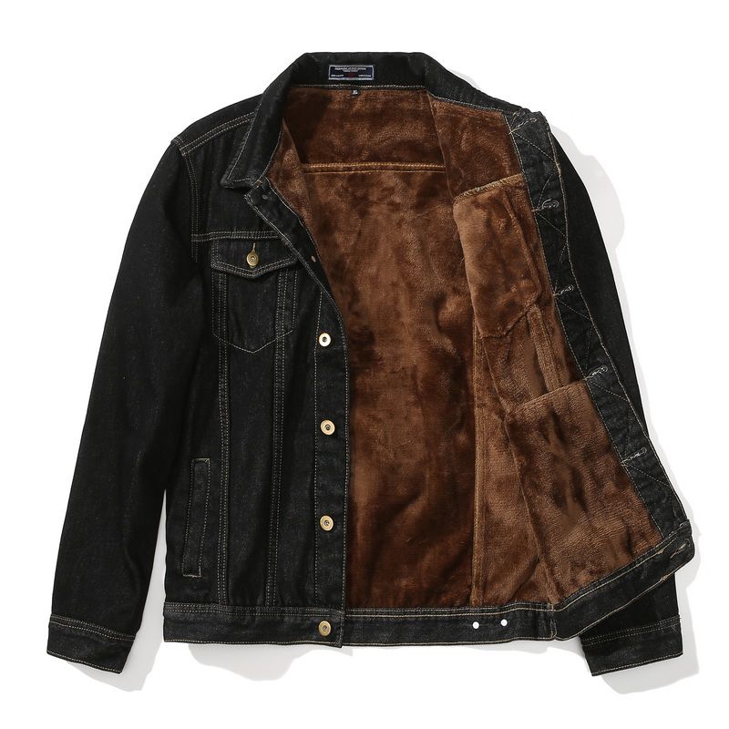 Warm Fleece Cowboy Denim Jacket Men Winter Outdoor Parka Mens Thick