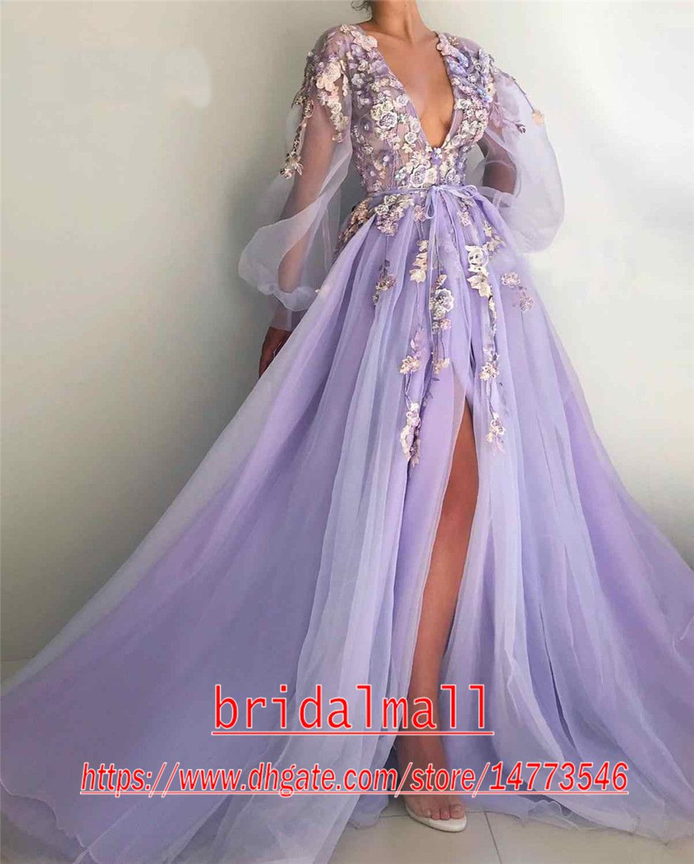 Lavender 3D Floral Appliques Long 