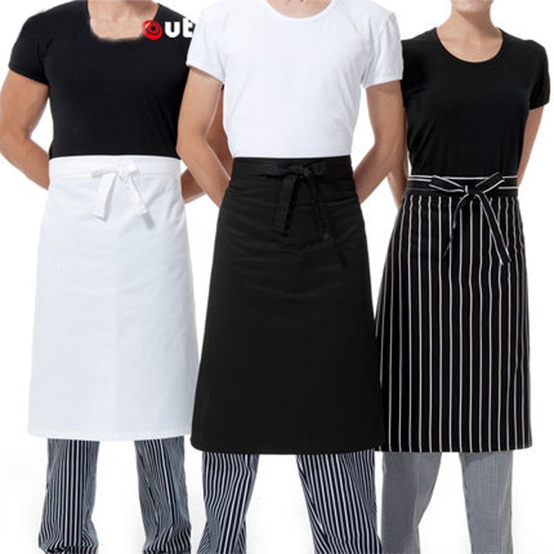 Fashion Korean Waist Apron Cotton Chef Cooking Half Apron White