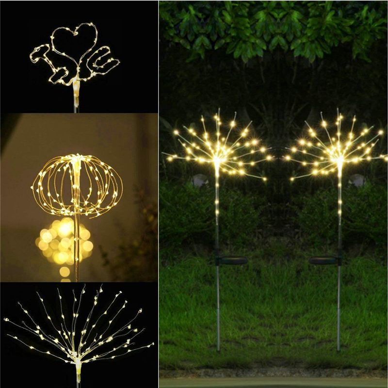 Outdoor Solar LED Firework Lights 90/120/150LED Waterproof Garden Pathway Xmas
