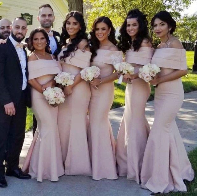 champagne mermaid bridesmaid dresses