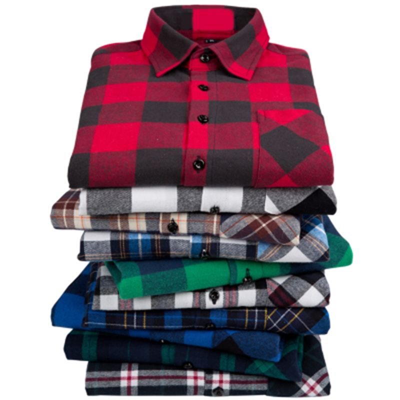 YYG Men Long Sleeve Slim Fit Casual Business Button Up Flannel Checkered Shirt