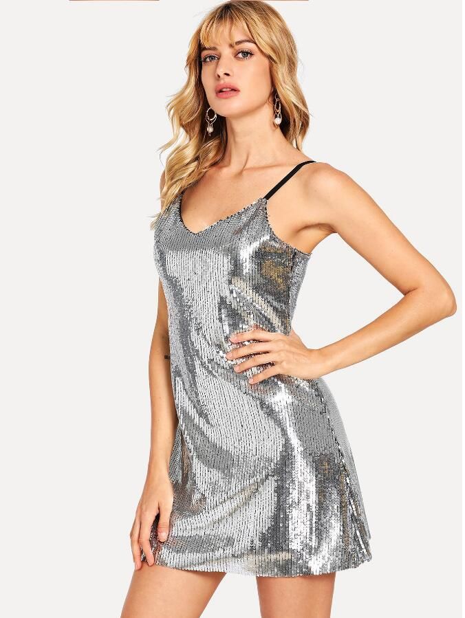 Summer Ladies Skirt Sexy Skinny Sling Dress Sequin Party
