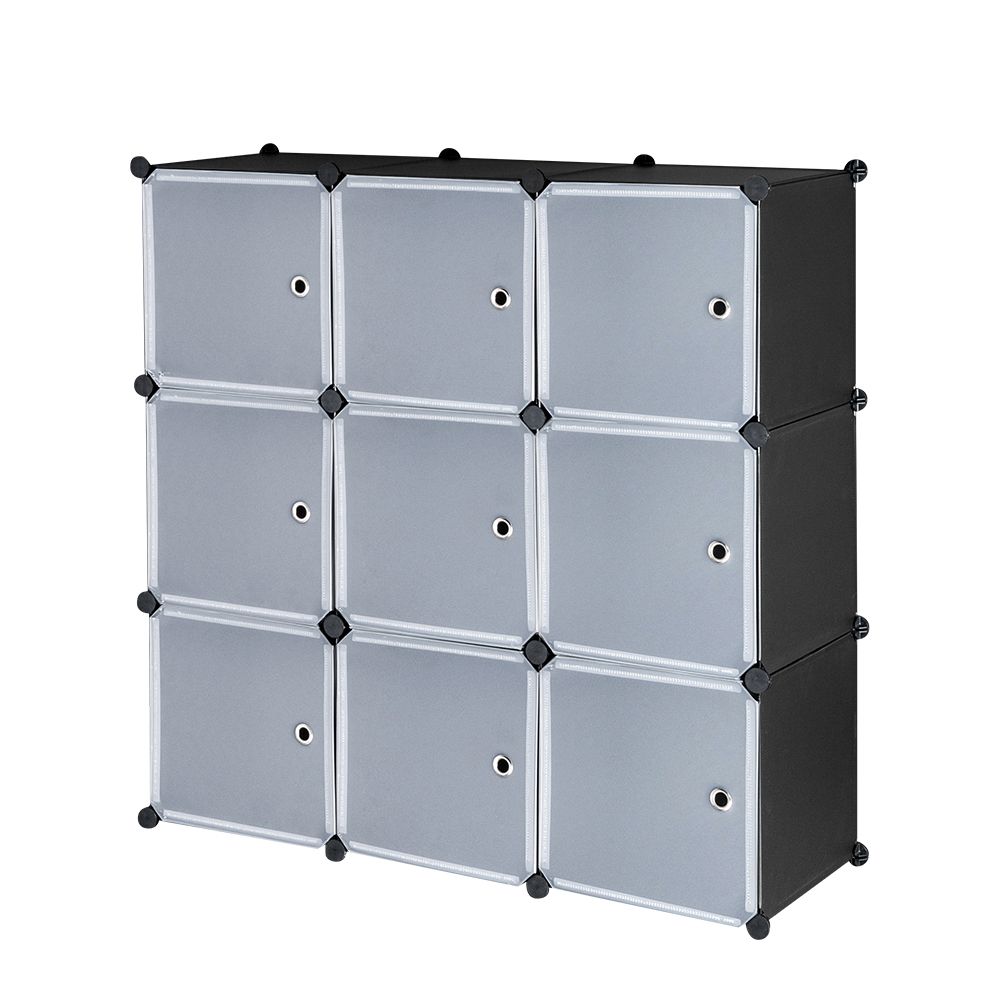 Organizador portátil de plástico Estantería Estante Estante SIMPDIY Storage Cubos modulares 9 cubos Negro 93x93x30cm 