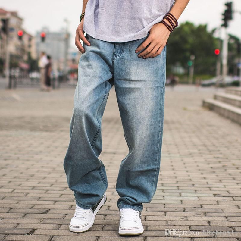 New Men's Blue Jogger Denim Pants Distressed Loose Harem Jeans Plus Size 30-46