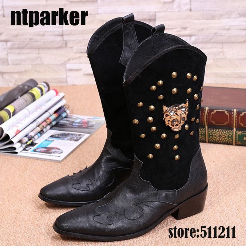 botas vaqueras hombre negras