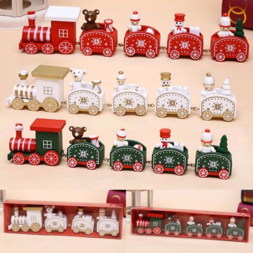 Mini Christmas Wooden Train Tree Wood Ornament Xmas Toy Vehicles