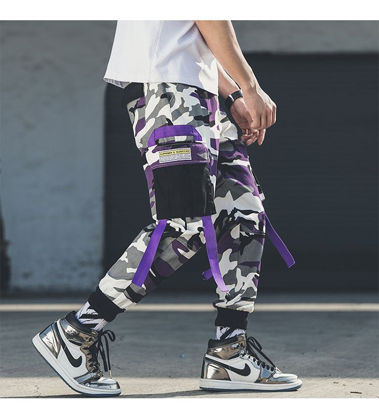 Plus Size Purple Camouflage Cargo Pants 
