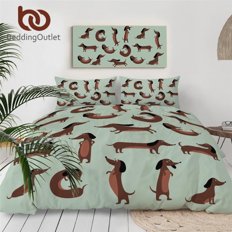 Beddingoutlet Dachshund Bedding Set Queen Cute Sausage Dog Duvet