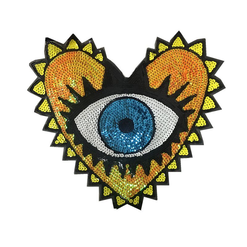 Sequin Heart Evil Eyes Patch: Applique Embroidery Accessory By Love Adorn  Garments With Cartoon Motif From Cat11cat, $3.19