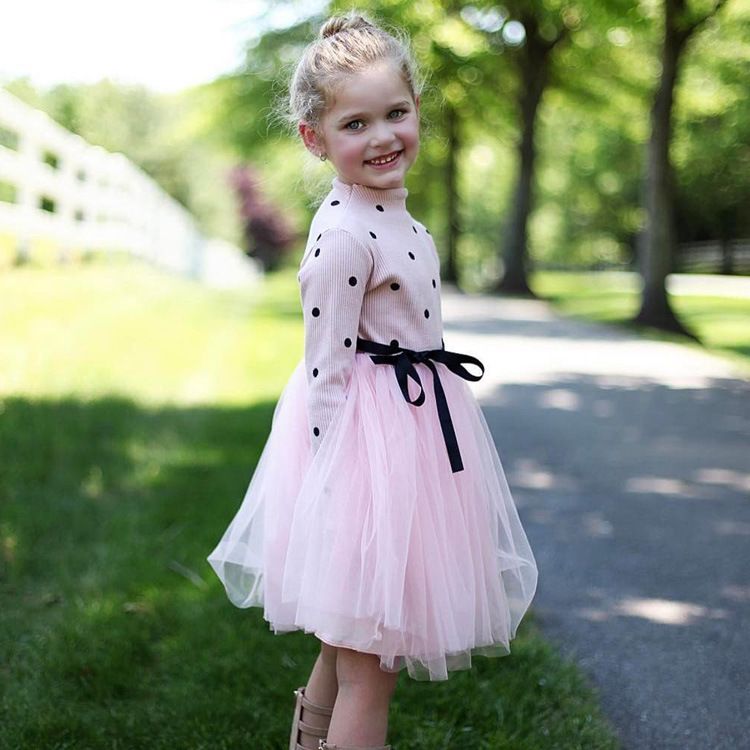 2020 Dot Long Sleeve Dress For Girls Clothing Child Costume Baby