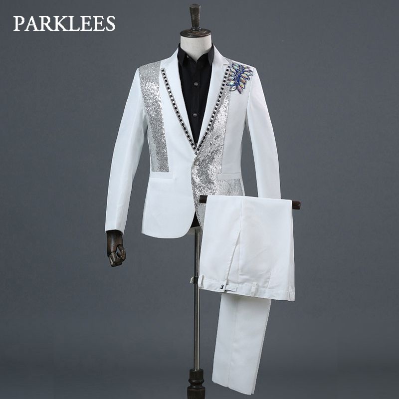 sequin white suit